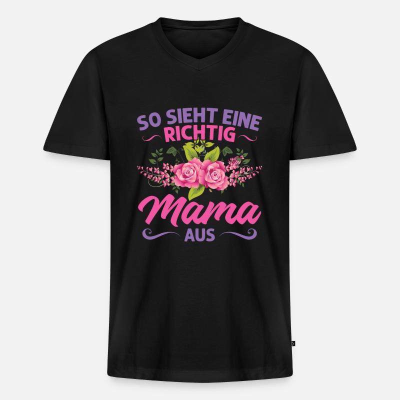 Mutter Mama Tochter Geschenk - Männer Premium Bio T-Shirt mit V-Ausschnitt - Schwarz
