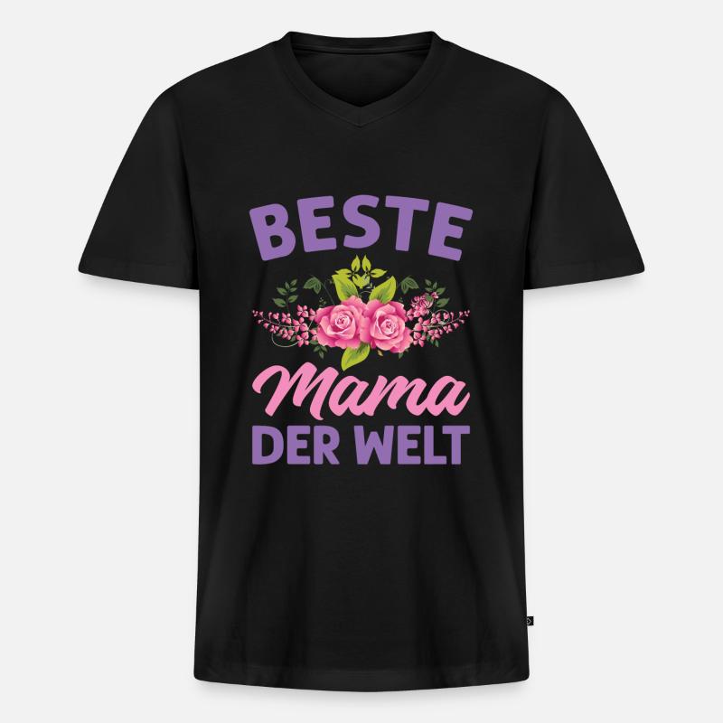 Mutter Mama Tochter Geschenk - Männer Premium Bio T-Shirt mit V-Ausschnitt - Schwarz