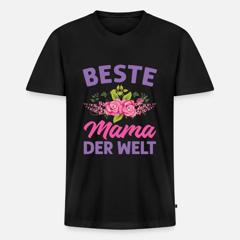 Mutter Mama Tochter Geschenk - Männer Premium Bio T-Shirt mit V-Ausschnitt - Schwarz