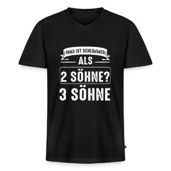 Papa 3 Söhne Papa von 3 Söhnen Geschenk - Männer Premium Bio T-Shirt mit V-Ausschnitt - Schwarz - Vorne - Nico (187cm)