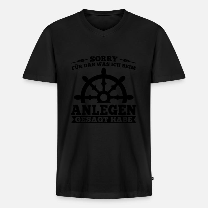 Boot Kapitän booten Geschenk - Männer Premium Bio T-Shirt mit V-Ausschnitt - Schwarz