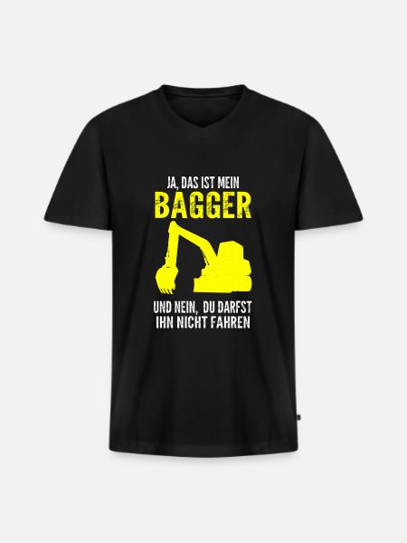 Baggerfahrer Bagger Fahrer Geschenk - Männer Premium Bio T-Shirt mit V-Ausschnitt - Schwarz