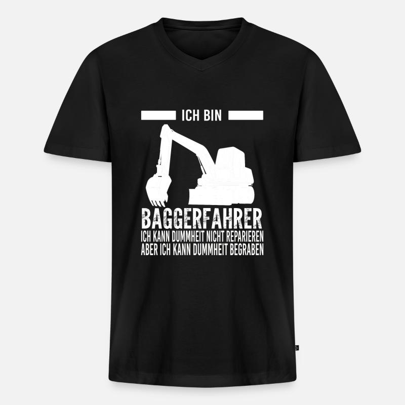 Baggerfahrer Bagger Fahrer Geschenk - Männer Premium Bio T-Shirt mit V-Ausschnitt - Schwarz