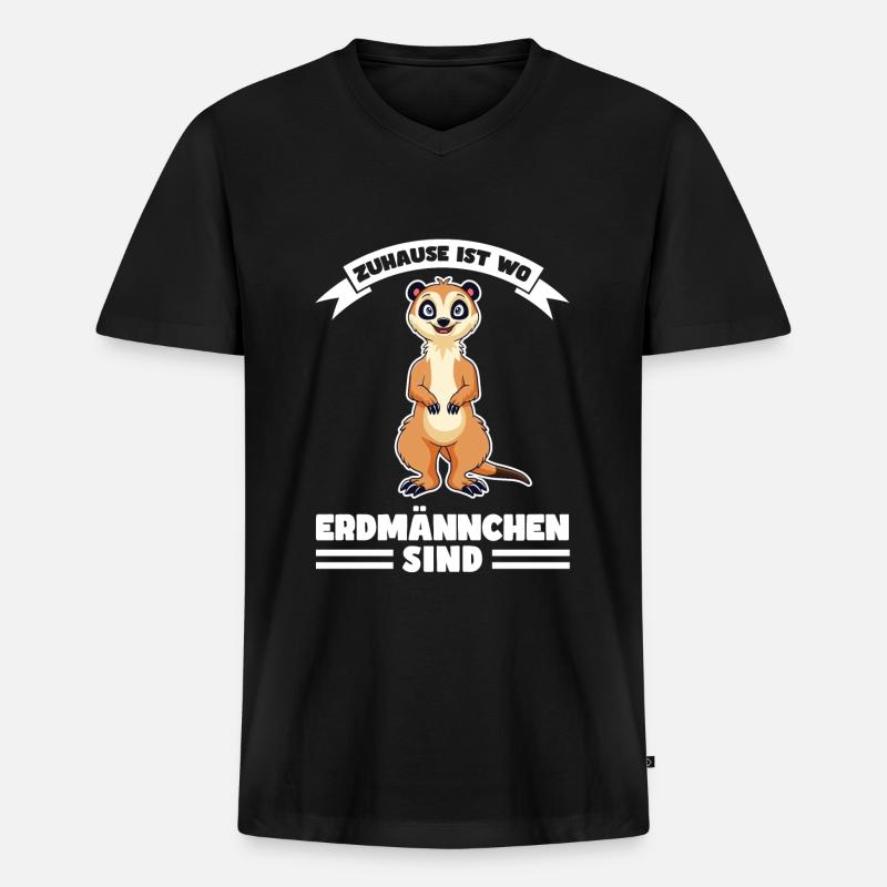 Tiere Erdmännchen Erdmännchene Geschenk - Männer Premium Bio T-Shirt mit V-Ausschnitt - Schwarz