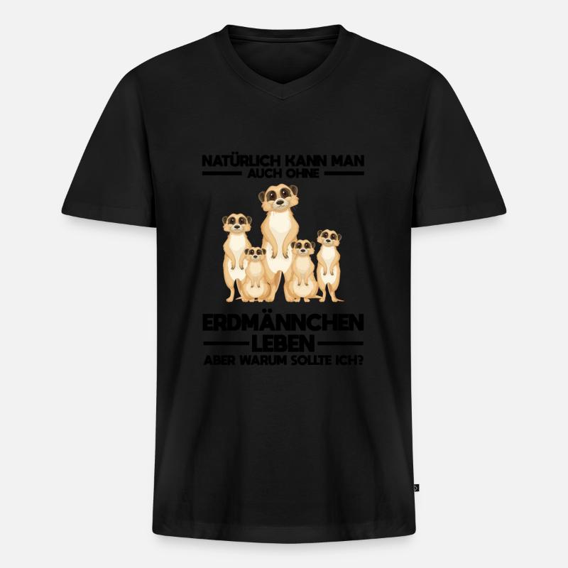 Tiere Erdmännchen Erdmännchene Geschenk - Männer Premium Bio T-Shirt mit V-Ausschnitt - Schwarz