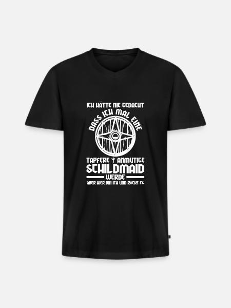 Schildmaid Wikinger Wikingerin Geschenk - Männer Premium Bio T-Shirt mit V-Ausschnitt - Schwarz