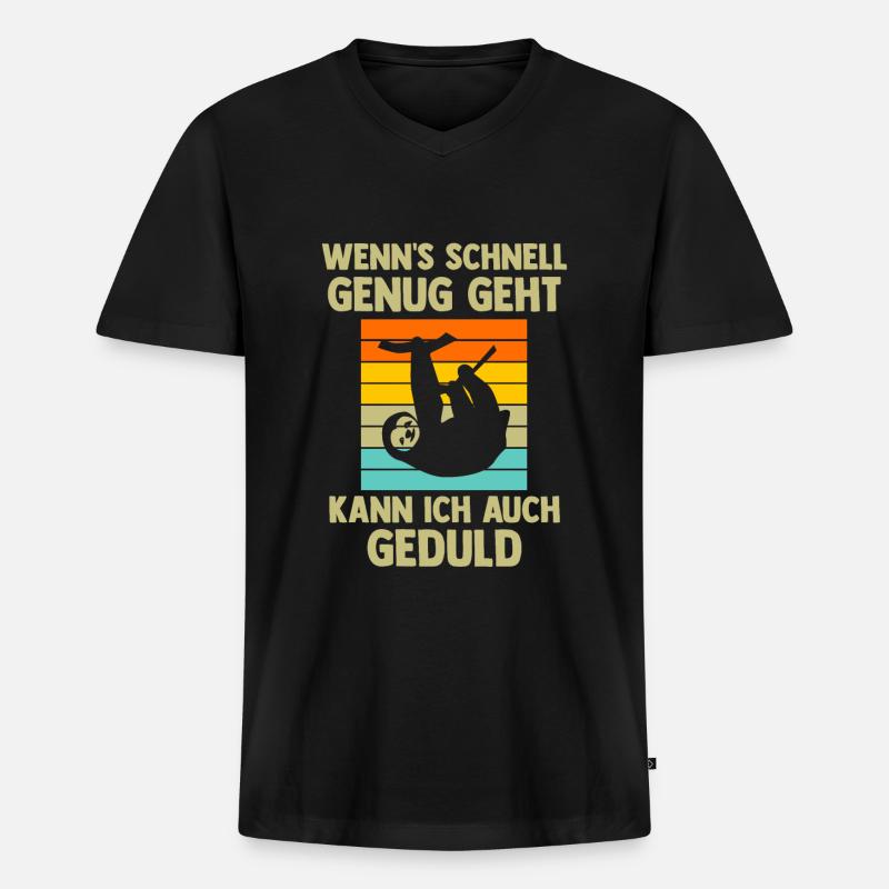 Faultier Sarkasmus Faultiere Geschenk - Männer Premium Bio T-Shirt mit V-Ausschnitt - Schwarz