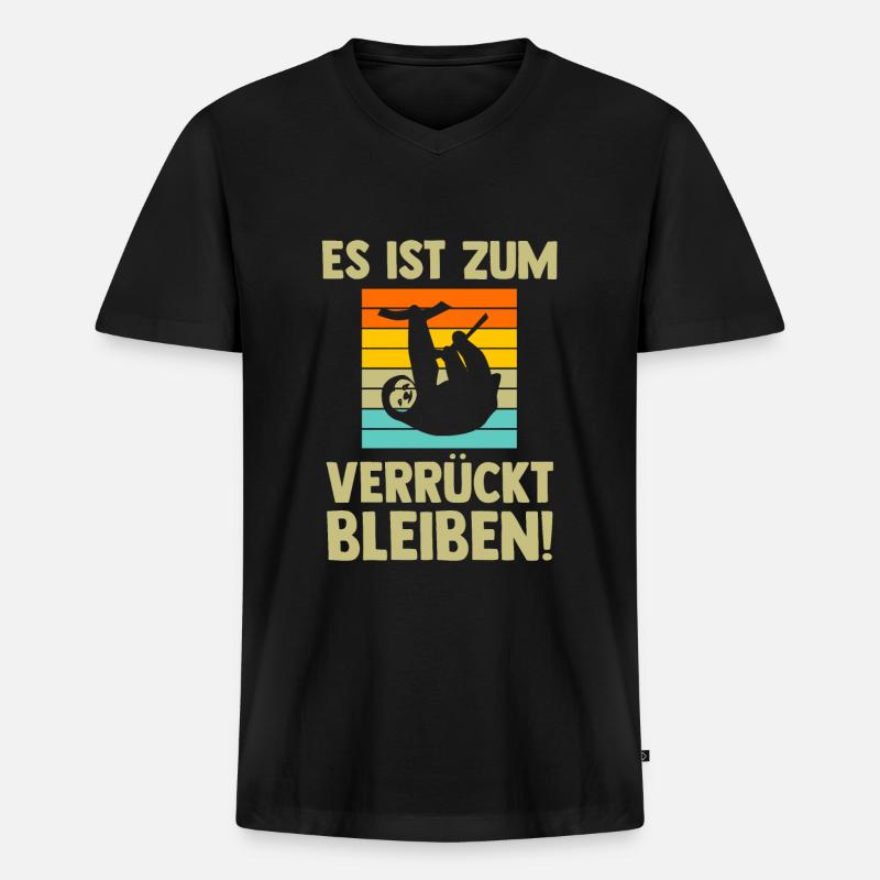 Faultier Sarkasmus Faultiere Geschenk - Männer Premium Bio T-Shirt mit V-Ausschnitt - Schwarz