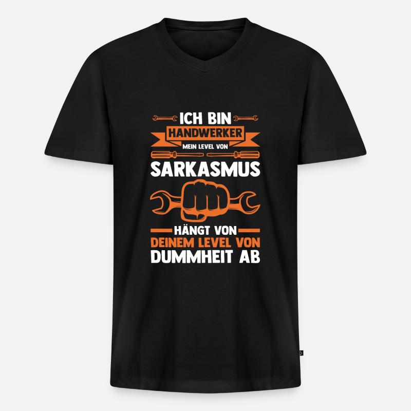 Handwerker Beruf Werkstatt Geschenk - Männer Premium Bio T-Shirt mit V-Ausschnitt - Schwarz