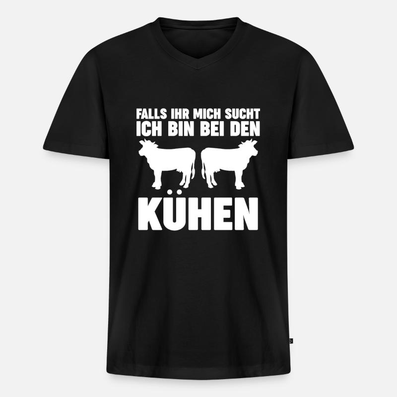 Kühe Kuh Bauernkuh Geschenk - Männer Premium Bio T-Shirt mit V-Ausschnitt - Schwarz