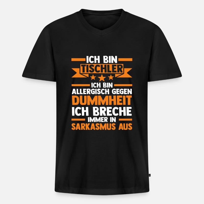 Tischler Beruf Tischlerei Geschenk - Männer Premium Bio T-Shirt mit V-Ausschnitt - Schwarz