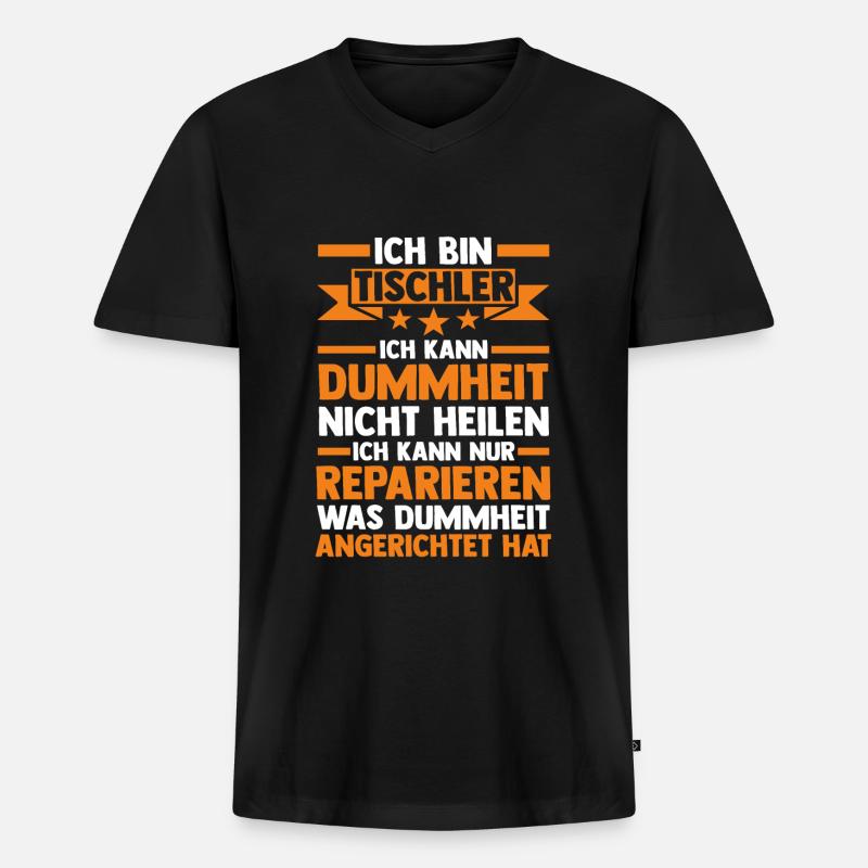 Tischler Beruf Handwerker Geschenk - Männer Premium Bio T-Shirt mit V-Ausschnitt - Schwarz