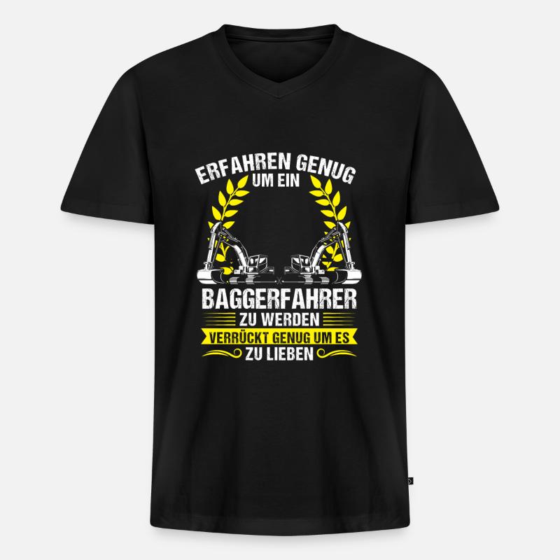 Baggerfahrer Beruf Lader Geschenk - Männer Premium Bio T-Shirt mit V-Ausschnitt - Schwarz