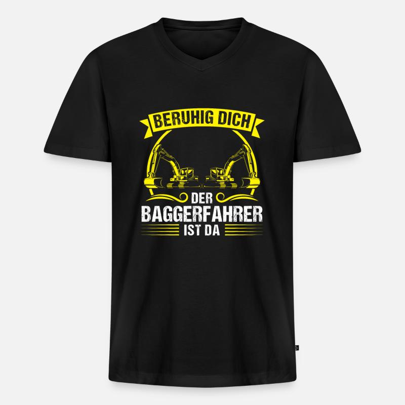 Baggerfahrer Beruf Bagger-Fahrer Geschenk - Männer Premium Bio T-Shirt mit V-Ausschnitt - Schwarz