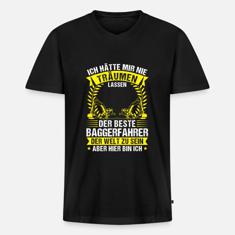 Baggerfahrer Beruf Lader Geschenk - Männer Premium Bio T-Shirt mit V-Ausschnitt - Schwarz