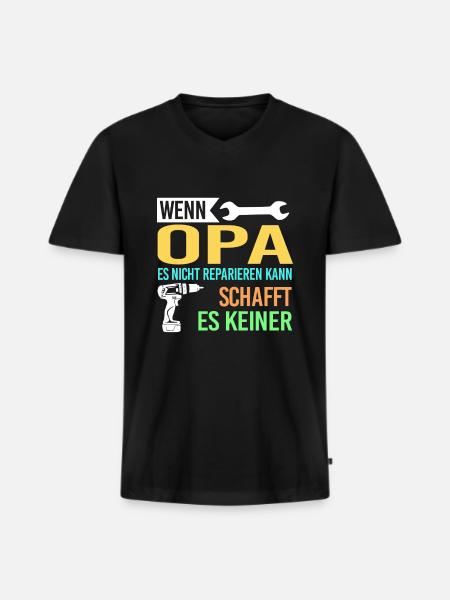 Opa Familie Großväter Geschenk - Männer Premium Bio T-Shirt mit V-Ausschnitt - Schwarz