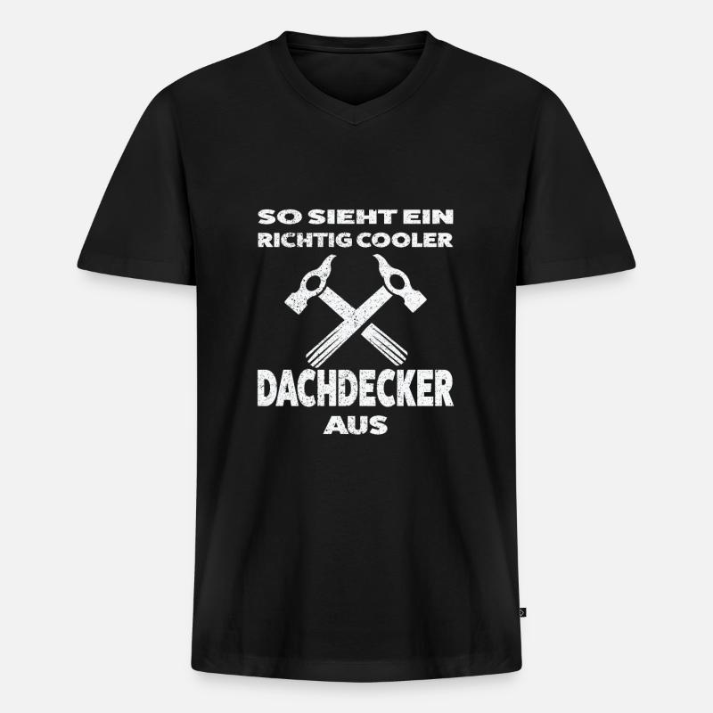 Dachdecker Beruf Dachdeckermeister Geschenk - Männer Premium Bio T-Shirt mit V-Ausschnitt - Schwarz