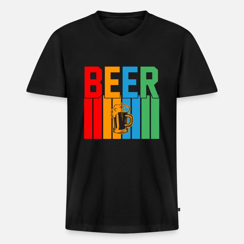 Bier Retro-Design Bier Geschenk - Männer Premium Bio T-Shirt mit V-Ausschnitt - Schwarz