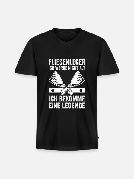 Fliesenleger Beruf Plattenleger Geschenk - Männer Premium Bio T-Shirt mit V-Ausschnitt - Schwarz