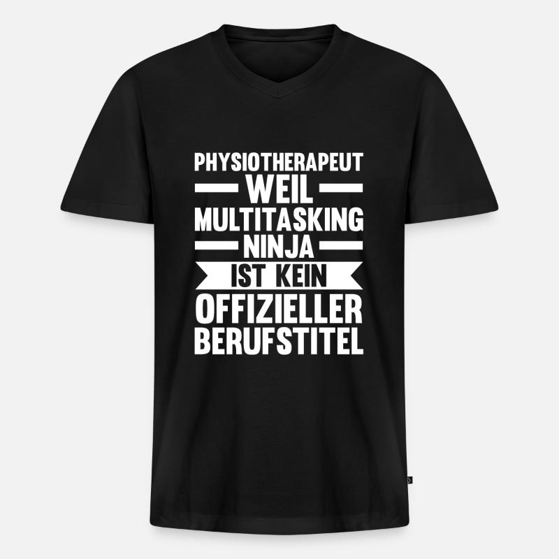 Physiotherapeut Beruf Krankengymnastik Geschenk - Männer Premium Bio T-Shirt mit V-Ausschnitt - Schwarz