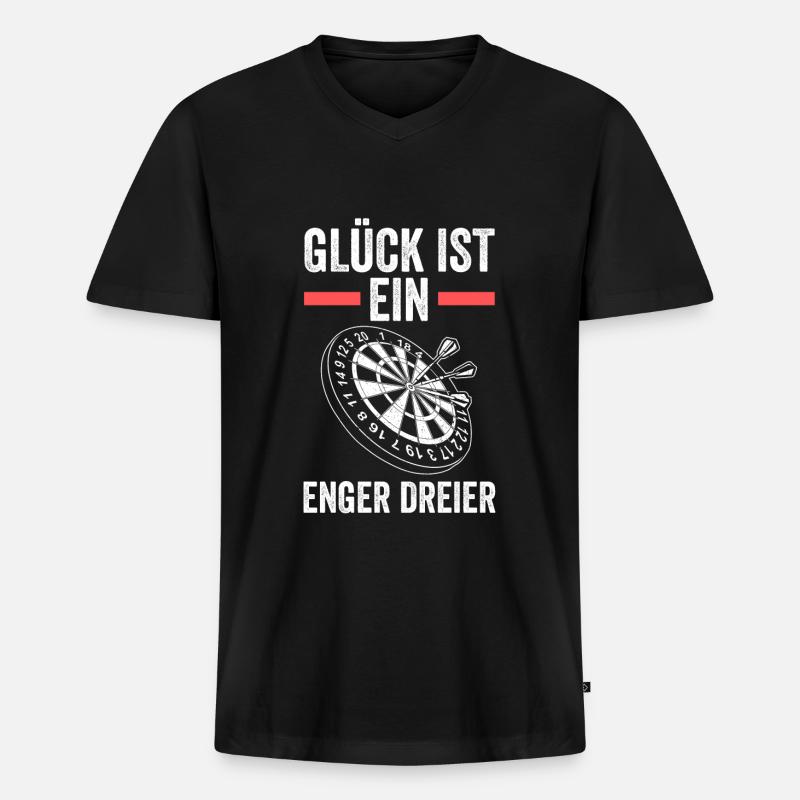 Darts Darten Darter Geschenk - Männer Premium Bio T-Shirt mit V-Ausschnitt - Schwarz