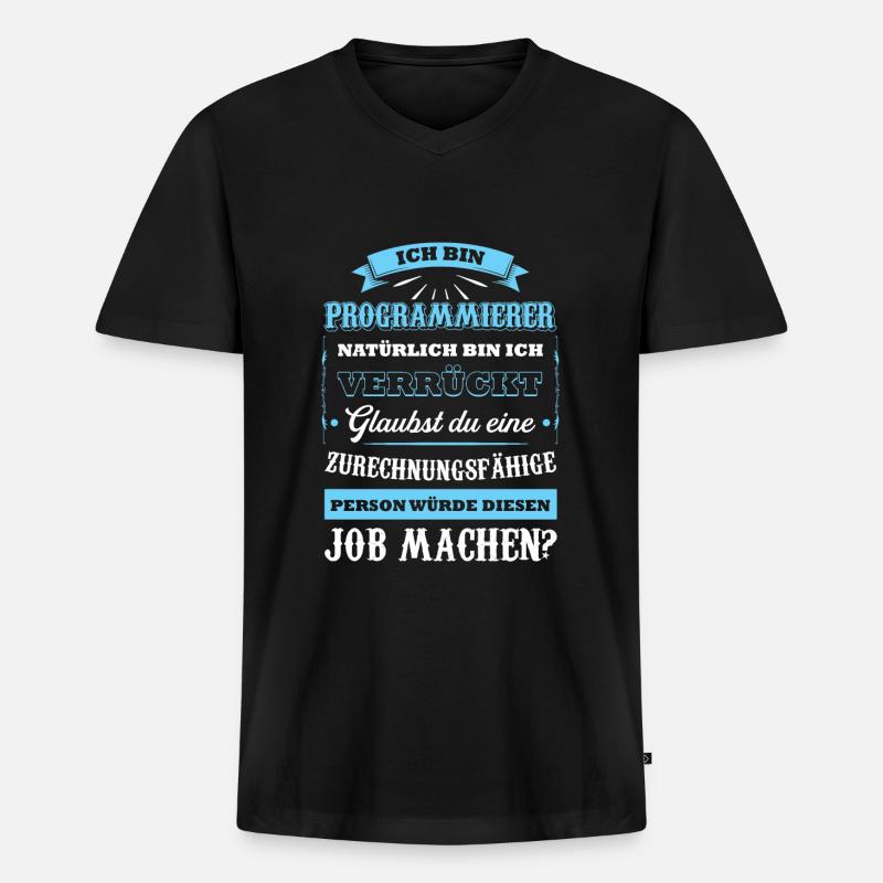 Programmierer Beruf Coder Geschenk - Männer Premium Bio T-Shirt mit V-Ausschnitt - Schwarz