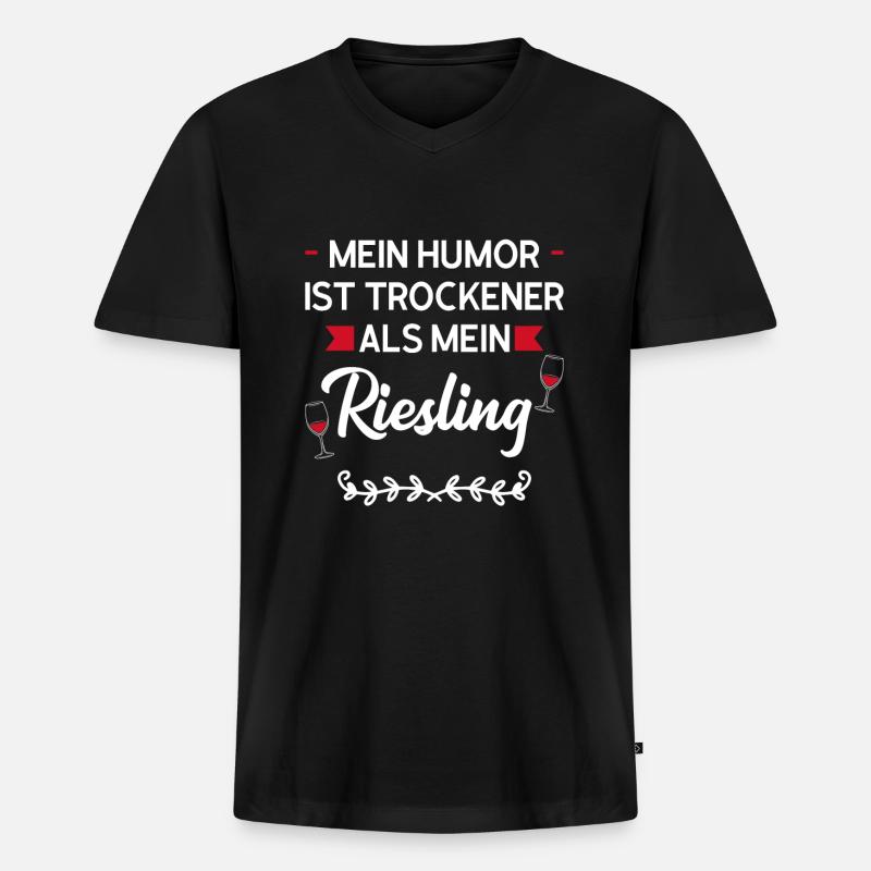 Wein Riesling Weintrinker Geschenk - Männer Premium Bio T-Shirt mit V-Ausschnitt - Schwarz
