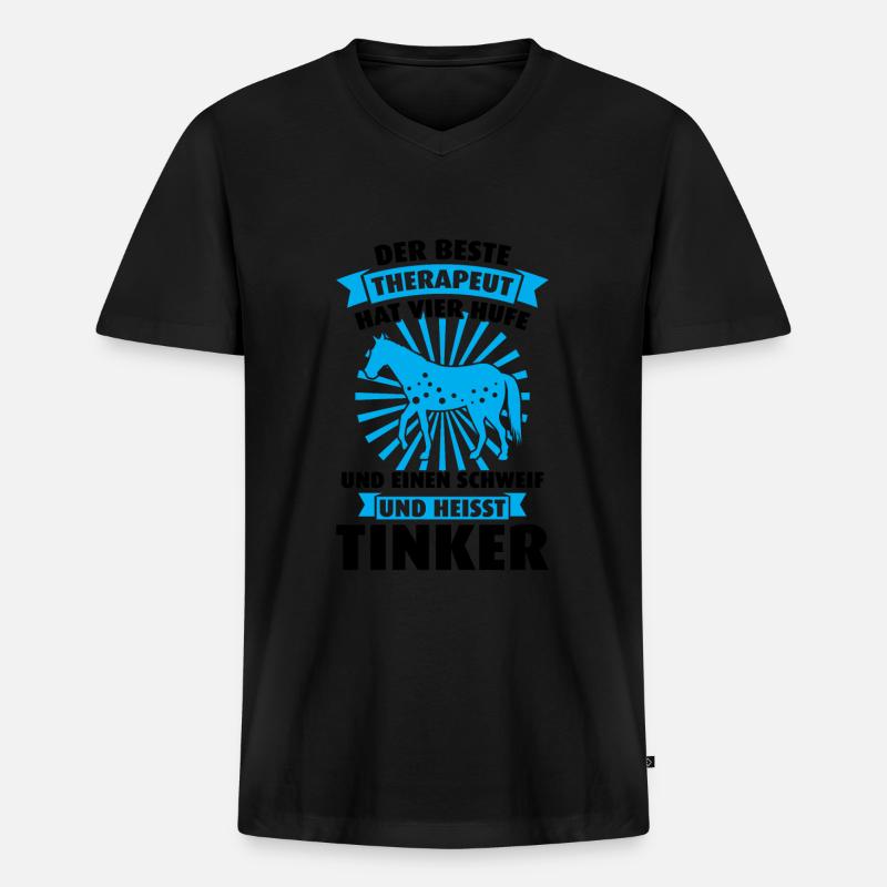 Tinker Pferd Pferde Geschenk - Männer Premium Bio T-Shirt mit V-Ausschnitt - Schwarz