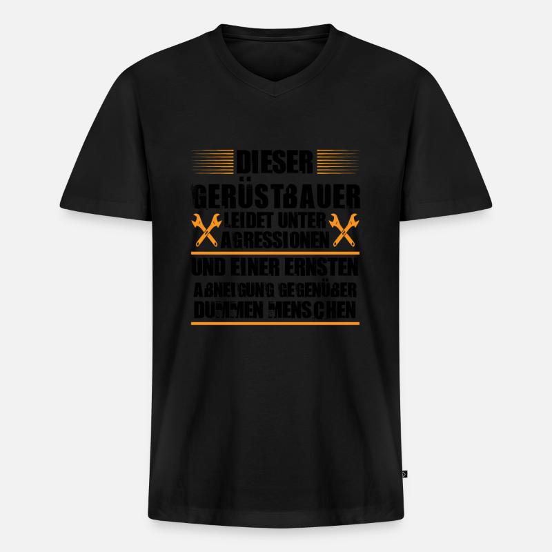 Gerüstbauer Beruf Gerüstbauermeister Geschenk - Männer Premium Bio T-Shirt mit V-Ausschnitt - Schwarz