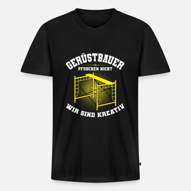 Gerüstbauer Beruf Baugerüst Geschenk - Männer Premium Bio T-Shirt mit V-Ausschnitt - Schwarz