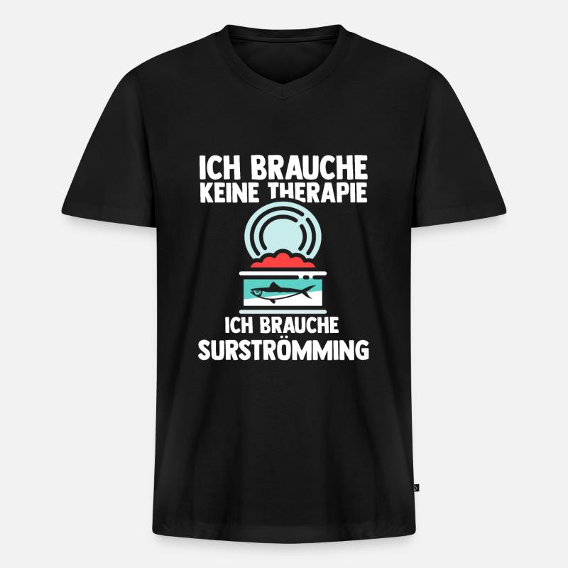 Surströmming Fisch Dosenfisch Geschenk - Männer Premium Bio T-Shirt mit V-Ausschnitt - Schwarz