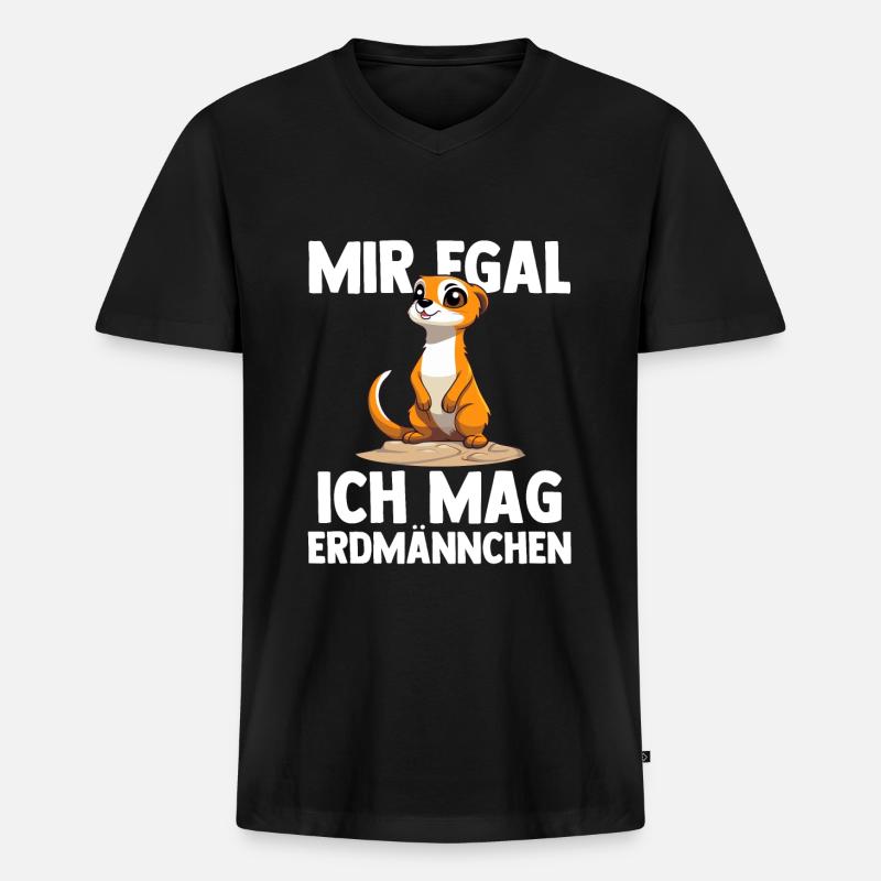 Erdmännchen Tier Säugetier Geschenk - Männer Premium Bio T-Shirt mit V-Ausschnitt - Schwarz