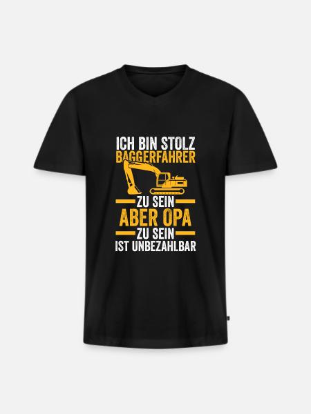 Bagger Opa Baggerführer Geschenk - Männer Premium Bio T-Shirt mit V-Ausschnitt - Schwarz