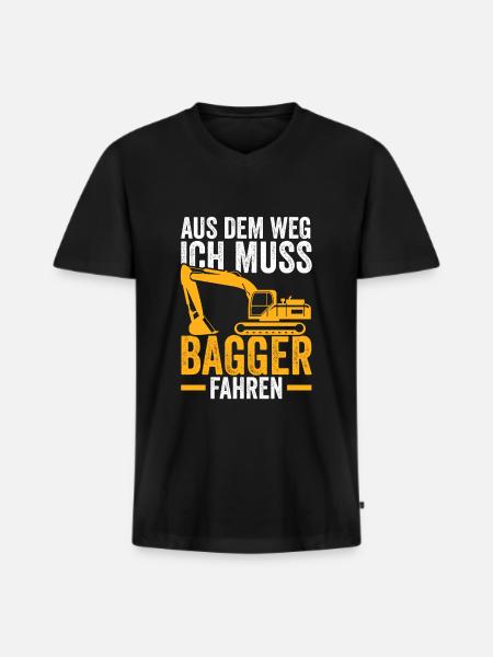 Bagger Fahrer Baggerfahrer Geschenk - Männer Premium Bio T-Shirt mit V-Ausschnitt - Schwarz