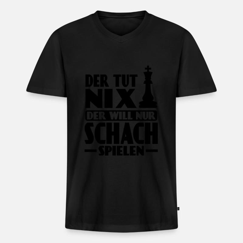 Schach Spieler Schach Spieler Geschenk - Männer Premium Bio T-Shirt mit V-Ausschnitt - Schwarz