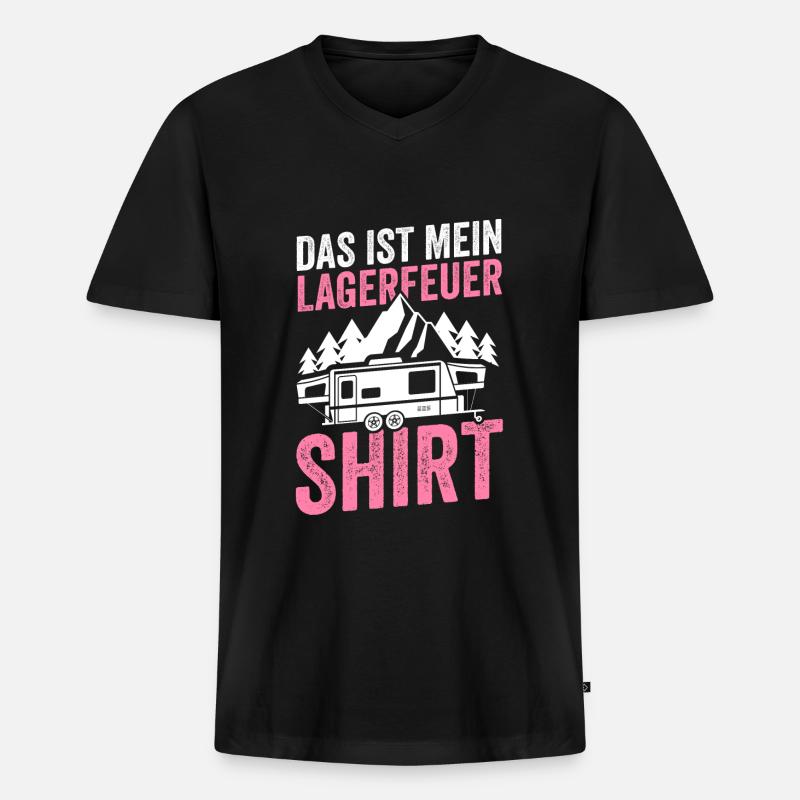 Camping Camper Caravan Geschenk - Männer Premium Bio T-Shirt mit V-Ausschnitt - Schwarz