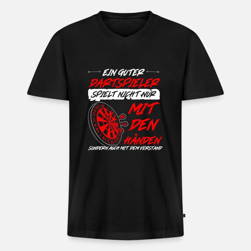 Darts Darten Dartboard Geschenk - Männer Premium Bio T-Shirt mit V-Ausschnitt - Schwarz