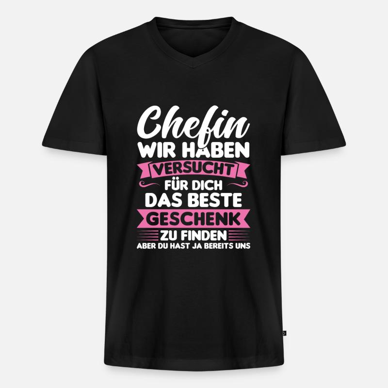 Chef Chefin Geschenk - Männer Premium Bio T-Shirt mit V-Ausschnitt - Schwarz
