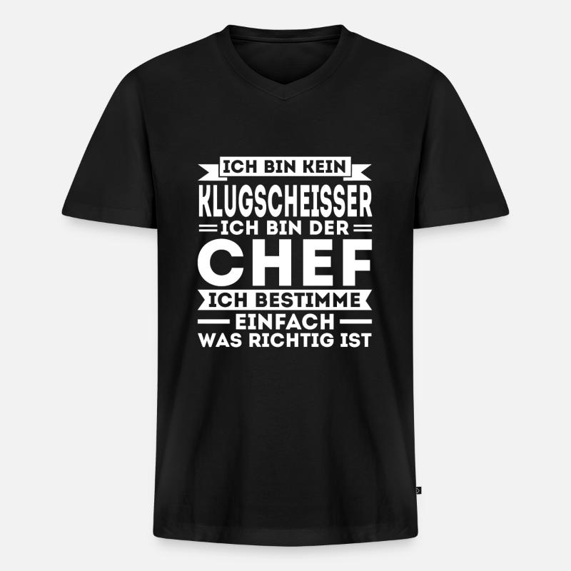 Chef Chefin Geschenk - Männer Premium Bio T-Shirt mit V-Ausschnitt - Schwarz