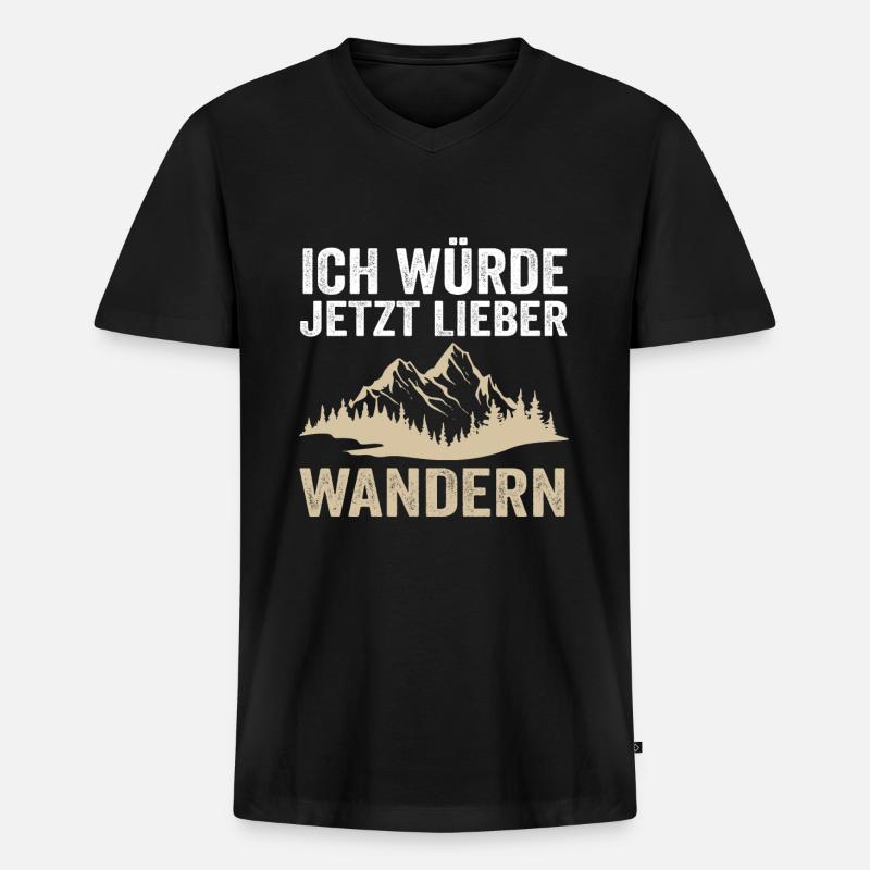 Wandern Berge Bergsteigen Geschenk - Männer Premium Bio T-Shirt mit V-Ausschnitt - Schwarz