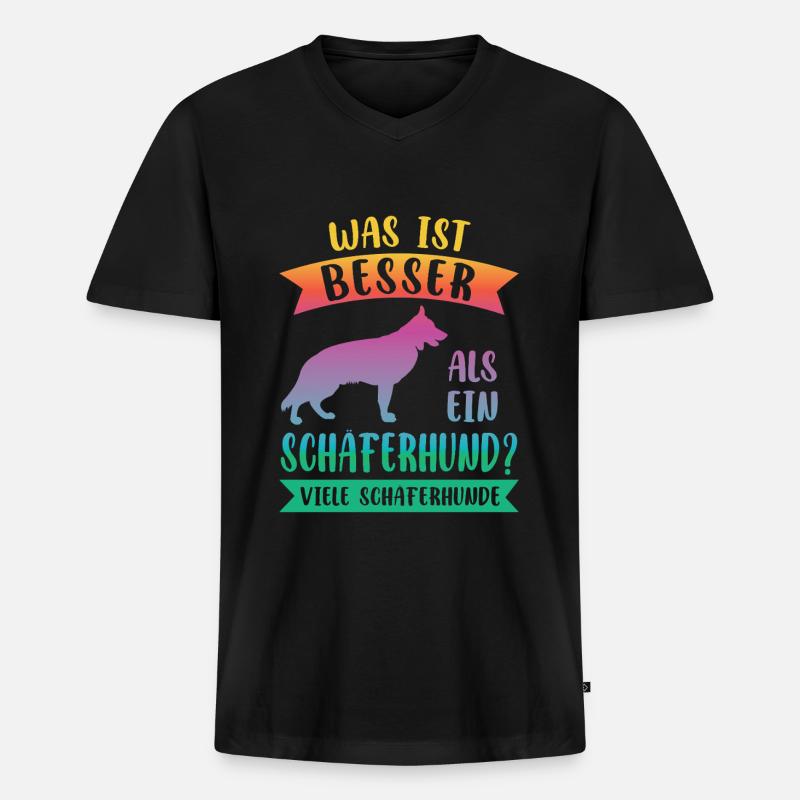 Schäferhund Hund Schäferhunde Geschenk - Männer Premium Bio T-Shirt mit V-Ausschnitt - Schwarz