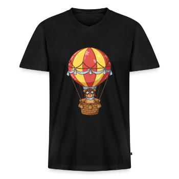Teddy Bear Hot Air Balloonist - Men's Premium Organic T-shirt with V-neck - black - Front - Nico (187cm)