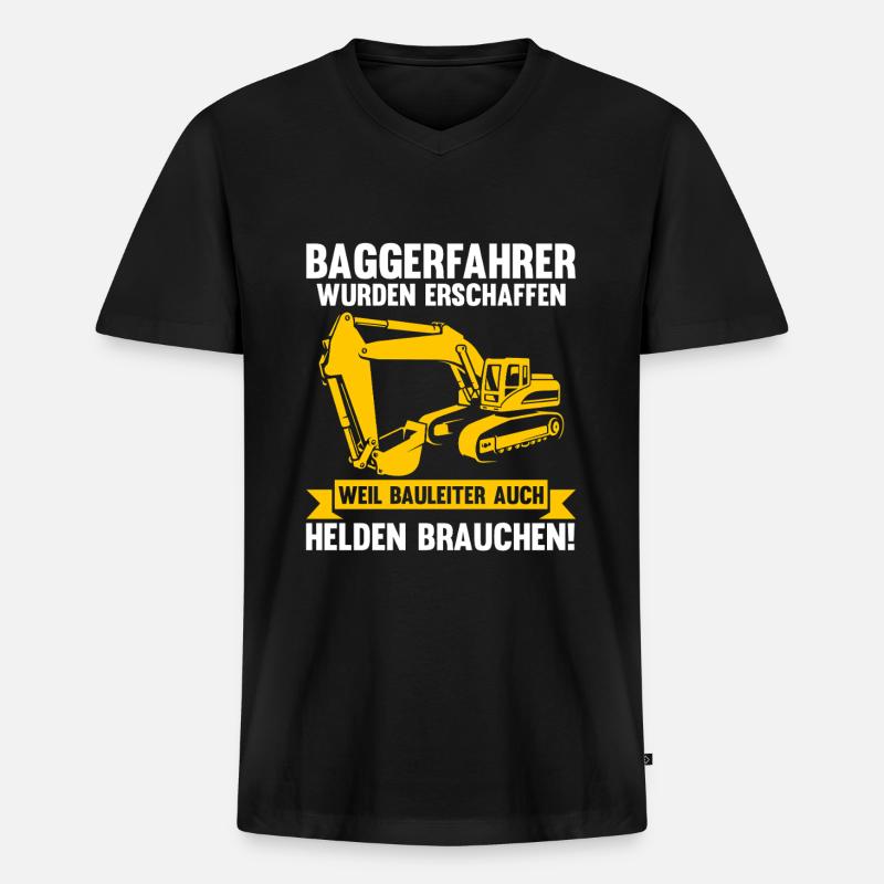 Bagger Fahrer Bagger Bauen Geschenk - Männer Premium Bio T-Shirt mit V-Ausschnitt - Schwarz