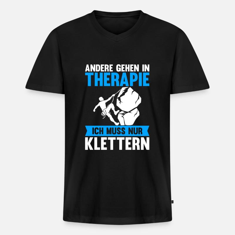 Berge Klettern Kletter Geschenk - Männer Premium Bio T-Shirt mit V-Ausschnitt - Schwarz