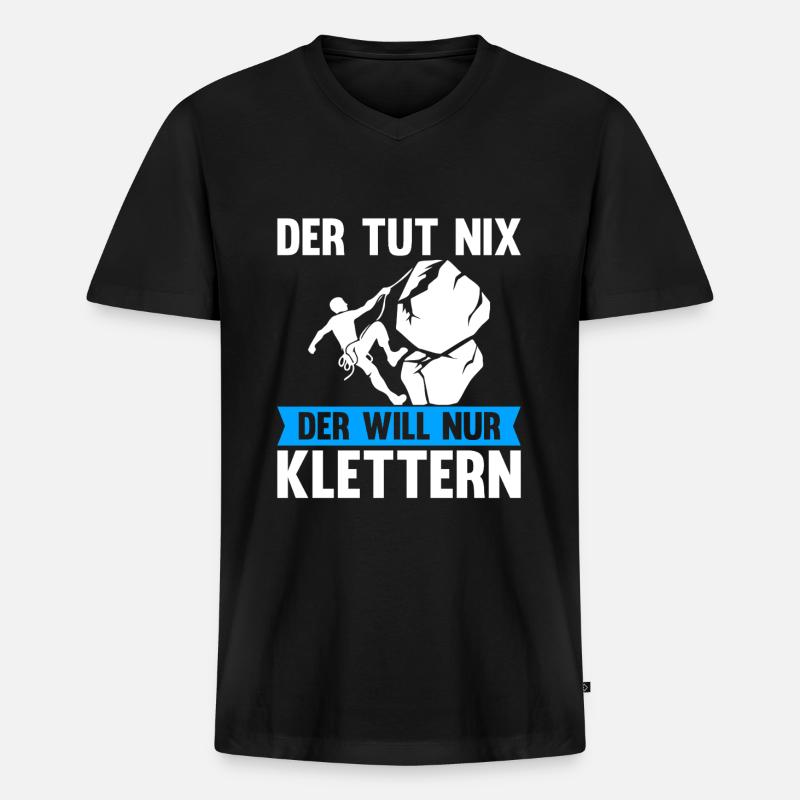 Berge Klettern Kletter Geschenk - Männer Premium Bio T-Shirt mit V-Ausschnitt - Schwarz
