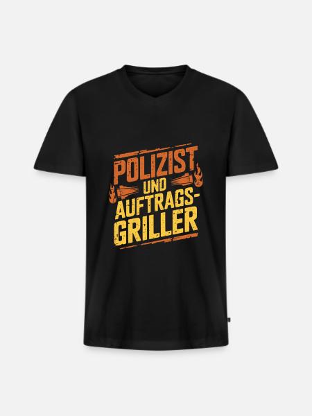 Polizist und Auftragsgriller - Männer Premium Bio T-Shirt mit V-Ausschnitt - Schwarz