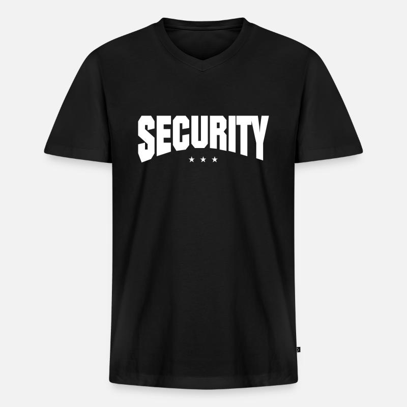Security Sicherheitsdienst Party - Männer Premium Bio T-Shirt mit V-Ausschnitt - Schwarz