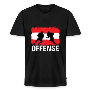 American Football Österreich Offense - Männer Premium Bio T-Shirt mit V-Ausschnitt - Schwarz - Vorne - Nico (187cm)