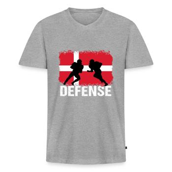 Football américain Danemark Défense - T-shirt encolure en V Premium bio Homme - gris chiné - Devant