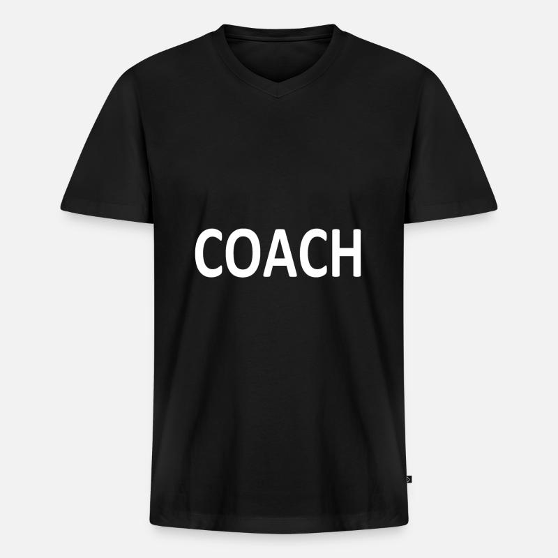 coach - Männer Premium Bio T-Shirt mit V-Ausschnitt - Schwarz